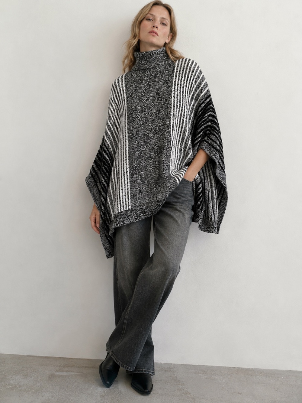 Turtle Neck Oversized Sweater Poncho